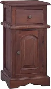 Classical Brown Bedside Nightstand - Solid Mahogany Wood Table, Night, End, Side Stands for Bedroom, Storage & Room Furniture