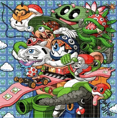 1-Up Mario Gang Tabs by Jamie Inklings BLOTTER ART perforated tabs psychedelic