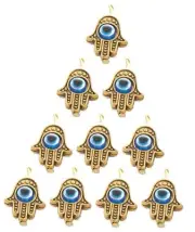 DIY lot of 10 Gold HAMSA HAND "Evil Eye" Lucky Charm Pendant Kabbalah Jewelry