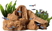 Snake Shelter,Reptile Rock Cave House Aquarium Decor - Small Resin Basking Area Landscape Decorative Fish Tank Accessories for Gecko Shrimp Turtles
