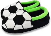 Tirzrro Little Kids Big Boys Warm Slippers with Soft Memory Foam Slip-on Indoor Football Slippers