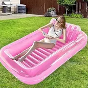 Bemuiz Inflatable Tanning Pool Lounge Float, 170cm*105cm*20cm Suntan Tub Raft Floatie, Tanning Pool with Pillow, Personal Pool Lounger for Adult Summer Water Party