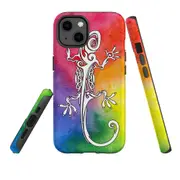 For Apple iPhone 13 Case, Armour Back Cover, Rainbow Lizard