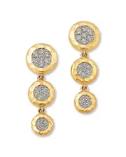 Bloomingdale's Fine Collection Diamond Bezel Cluster Drop Earrings in 14K Textured Yellow Gold, 0.75 tcw