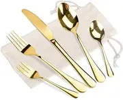 Oziral Golden Cutlery 20 Piece Cutlery Set Gold with Knife Spoon Fork Service for 4 People Cutlery Gold Ideal for Everyday Use at Home