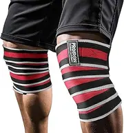 PROIRON Knee Wraps (Pair) With Strap for Squats, Weightlifting, Powerlifting, Leg Press, and Cross Training - Flexible 78 inch for Squatting - For Men & Women (Black Red)