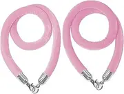 Pink Crowd Control Rope for Birthday Party/Picnic, Braided Hanging VIP Stanchion Safety Barrier Twist Ropes for Car Show/Red Carpet Event (Color : Silver Hooks, Size : 5m/16.4ft) (Silver Hooks 2.5m/