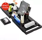 Expandable Bamboo Bathtub Tray Caddy Adjustable Bath Tub Table Holder Black