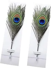 OPENDGO 2pcs Peacock Feather Ballpoint Pen Black Ink Antique Feather Quill Refined Plated Rod Quill Ballpoint Pen for School Writing,Wedding Gift Signature Pen
