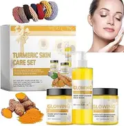Turmeric Glow Combo Skincare Set,3 In 1 Turmeric Skincare Set,Glow Combo Skincare Set,Natural Exfoliation And Hydration Glowing Skin,For All Skin Types (1set)