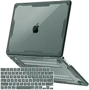 MOSISO Compatible with MacBook Air 13 inch Case 2025-2022 M4 A3240 M3 A3113 M2 A2681, Symmetric Geometric Heavy Duty Hard Case with TPU Bumper&Keyboard Skin for MacBook Air 13.6 inch, Emerald Green