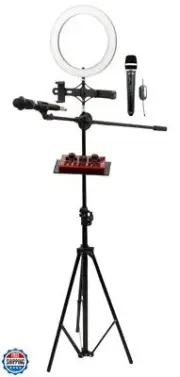 VocoPro USB Audio Interface, Boom Stand, and LED Ring Light with Wireless Mic