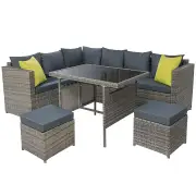 Garden Outdoor Furniture Patio Set Dining Sofa Table Chair Lounge Garden Wicker Grey