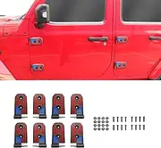 Door Hinges Aluminum for Jeep Wrangler JL 4 Door JLU Gladiator JT Sports Sahara Rubicon 2018 2019 2020 2021 2022 2023 2024 Original Door Hinges Kit Exterior Accessories, 8Pcs, Colored