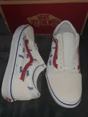 VANS OLD SKOOL SHOES MENS SZ 10 TRUE WHITE RED BLUE NEW VN0A3WKT9M9