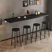 Floating Wall Mounted Drop Leaf Folding Table Black 90 * 40cm Space Saving Desk for Laundry Room Bedroom Office Hanging Workbench for Laptop Wall Desk with Foldable Design