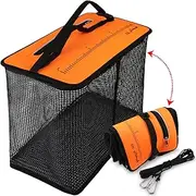 Dovesun Floating Fishing Basket, Collapsible Fish Basket Portable Fishing Net Quick-Drying Rubber Coated Fishing Bait Storage Cage 5-10 Gallons