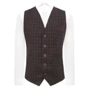 Luxury Merlot Red Tattersall Check Tweed Waistcoat