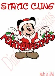 Mickey. Marry Chistmas Static Cling Decoration for Windows, Mirrors.