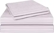 LINENOVA 3PCS Stripe Bed Sheet Set King Single Size – 1800TC Hotel Luxury Ultra Soft Brushed Microfiber Bed Sheet - 40cm Deep Pocket – Shrinkage and Fade Resistant – Light Purple