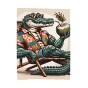 Velveteen Plush Blanket Alligator on Hawaiian Vacation Funny Animal Home Decor