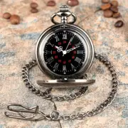 Mens Womens Mechanical Pocket Watch Black Steampunk Skeleton Retro Chain Watches
