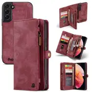 SupRShield For Samsung Galaxy S23+ /S23 Plus Zipper & Detachable Retro Leather Pouch Wallet Flip Purse Bag Detachable Phone Case Cover (Red)