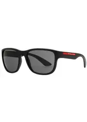 Prada Linea Rossa - Wayfarer-style Sunglasses Black, Matte, Designer-engraved Lenses, Designer Plaque at Arms, 100% UV Protection One Size