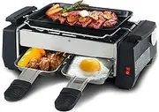 No Fume Table Grill, 1000W BBQ Grill, smokeless Desktop Electric Barbecue Grill, Double-Sided Turned Over Non-Stick Frying Board for Grilled Meat, Fried Eggs, Fried Steak, Barbecue