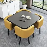 Yellow modern conference room coffee table set and space-saving chair perfect for business offices, stores and meetings