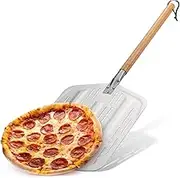 12 Inch Pizza Peel Aluminum Pizza Spatula, Professional Restaurant Grade Perforated Metal Non-Stick Paddle for Launching, Turning and Retrieving Pizzas