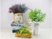 US 4p Artificial Wheat Grass Faux Flower for Home & Garden Decor Party Ornament