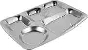 UTHCLO 5 Compartment Plate Dinner Tray Divided Sections Steel Snack Plate for Boys and Girls Adults School Office