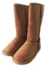 NEW WOMENS WARM WINTER COMFORT BOOT MID CALF FLAT FAUX FUR SUEDE CHESTNUTSIZE 6