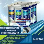 Replacement Water Filter for 6 Stage UV Reverse Osmosis System 19pcs Set