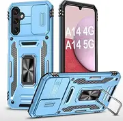 PASNEW A14 5G Phone Case with 360 Magnetic Ring Kickstand, Military Double Shell Heavy Duty Full Body Shockproof Protective Case for Galaxy A14 4G/5G, 6.6 inch, Blue