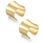 MOZAKA 2 Pcs Cuff Bangle Bracelet for Women Wide Open Cuff A:Style A,Gold