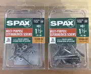 Lot of 2 Spax No. 8 x 1.5 in. Star Flat Head Deck Screws, Gray - Pack of 25