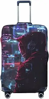 [CADREWY] Hacker Era Print Travel Suitcase Cover Luggage Protector with Elastic Anti Scratch for Carry On, Black, Medium