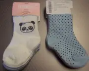 NWT GYMBOREE PANDA BLOSSOM 2 PR BLUE SOCKS SOX 6-12 months