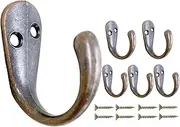 Mokife 6 Pack Coat Hooks Heavy Duty, Antique Copper Single Entryway Hooks for Wall Door, Metal Utility Hook for Hanging Clothes Jackets Robes Towels Hats Keys Bags Cups