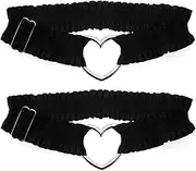 [Generic] 2PCs Adjustable Heart Lace Thigh Garter for Wedding Bride, Sexy Elastic Leg Garters Belt for Women Party