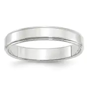 Solid 10K White Gold 4mm Flat with Step Edge Men's/Women's Wedding Band Ring Size 5.5