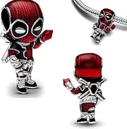 [The Charmery] Dead pool Charm Sterling Silver S925 Compatible with Pandora Charms, Trollbeads, Chamilia, Biagi and Many Other UK Charm Bracelets., Sterling Silver