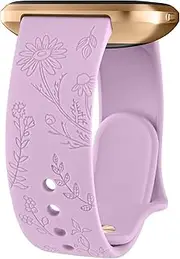 Leonids Floral Engraved Bands for Fitbit Versa 2 Bands/Fitbit Versa Bands, Fitbit Versa Lite/Versa SE Bands Women Men, Soft Silicone Band Adjustable Sport Strap for Fitbit Versa 2/ Versa/ Versa Lite/ Versa SE Smartwatches