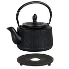 AVANTI Emperor Hobnail Cast Iron Tea Pot 750 ml Black BONUS TRIVET & STRAINER!