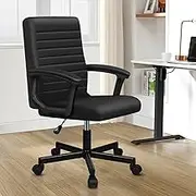 ALFORDSON Office Chair with Height Adjustable Gas Lift Holt Series, PU Leather Upholstery Home Ergonomic Gaming Chair, Padded Executive Chair for Computer Desk, Max 150kg, Black
