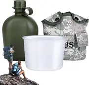 Canteen Water Bottle | Multipurpose Travel Canteen Set - Sports Canteen Water Bottle, Lightweight Drinking Bottle for Hiking, Camping, Travel