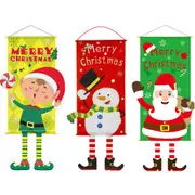 3pcs Christmas Hanging Banner Decorations Santa Claus Snowman Elk Porch Sign Door Banner Decorations for Home-Style 1 and Style 2 and Style 3