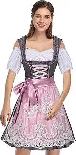 [Generic] Womens Oktoberfest Dress - Traditional German Oktoberfest Costumes Pink Apron - Bavarian Dress 1set For Oktoberfest Carnival